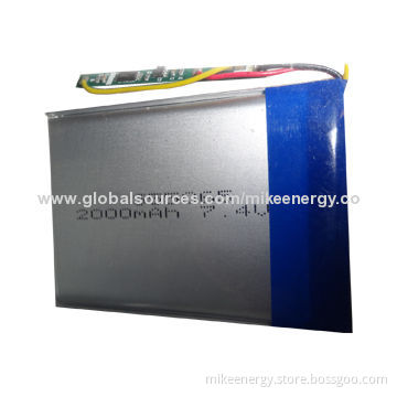 Li-polymer Battery with 2000mAh Capacity and 7.4V Nominal Voltage